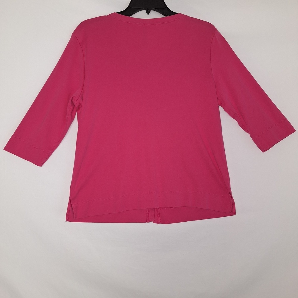 Preppy Coquette 3/4 Sleeves White Stag M (8- 10) Pink Fuchsia Button-Up Cardigan - Picture 7 of 16